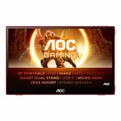 AOC 16G3 TV-Gerät/Monitor tragbar Tragbarer Monitor Schwarz, Rot 39,6 cm [15.6"] TFT 1920 x 1080 Pixel 