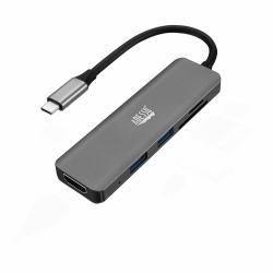 Adesso AUH-4020 laptop-dockingstation & portreplikator Thunderbolt 3 Aluminium 