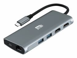 Adesso AUH-4040 laptop-dockingstation & portreplikator Kabelgebunden USB 3.2 Gen 1 [3.1 Gen 1] Type-C Grau 