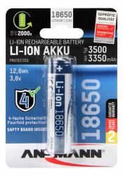 Ansmann 1307-0001 Haushaltsbatterie Wiederaufladbarer Akku 18650 Lithium-Ion [Li-Ion] 