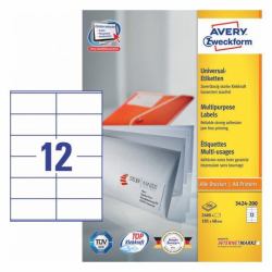 Avery 3424-200 selbstklebendes Etikett Rechteck Permanent Weiß 2400 Stück[e] 