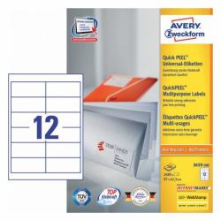 Avery 3659-200 selbstklebendes Etikett Abgerundetes Rechteck Permanent Weiß 2400 Stück[e] 
