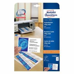 Avery Visitenkarten C32010-10 185g matt 85x54mm 10 Blatt á 10 Karten 