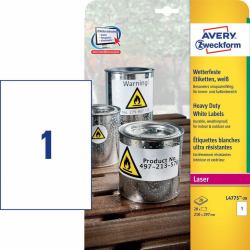 Avery L4775-20 selbstklebendes Etikett Abgerundetes Rechteck Permanent Weiß 20 Stück[e] 