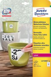 Avery L4776REV-20 selbstklebendes Etikett Abgerundetes Rechteck Permanent Weiß 240 Stück[e] 