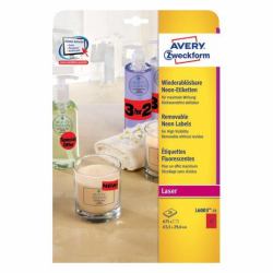 Avery L6003-25 selbstklebendes Etikett Abgerundetes Rechteck Entfernbar Rot 675 Stück[e] 