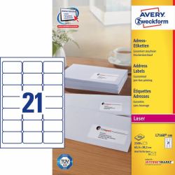 Avery L7160-100 selbstklebendes Etikett Abgerundetes Rechteck Permanent Weiß 2100 Stück[e] 