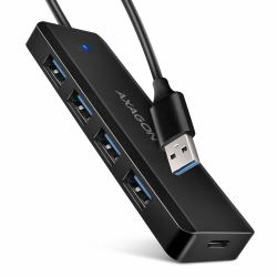 Axagon HUE-C1A 4x USB 5Gbps TRAVEL hub, USB-C Netzanschluss, 19cm USB-A Kabel  - ausländische Version
