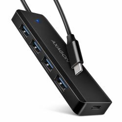Axagon HUE-C1C 4x USB 5Gbps TRAVEL hub, USB-C Netzanschluss, 19cm USB-C Kabel  - ausländische Version