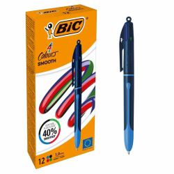 Bic Pack of 12 Assorted Colour Smooth Black Barrel Ballpoint Pen