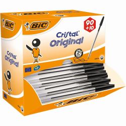 BIC Cristal Schwarz Stick-Kugelschreiber Medium 100 Stück[e] 