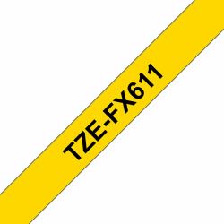 Brother TZE-FX611 Etiketten erstellendes Band Schwarz auf gelb 