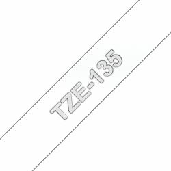 Brother TZE-135 Etiketten erstellendes Band Weiss auf Transparent 