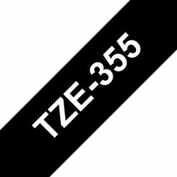Brother TZE-355 Etiketten erstellendes Band Weiss auf Schwarz 