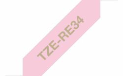 Brother TZE-RE34 Etiketten erstellendes Band Gold auf Rosa 