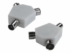 Cables Direct 9.5MM 1 MALE-2 FEMALE ADAPTOR WHITE Kabelsplitter Weiß 