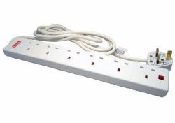 Cables Direct RB-02M06SPD Verlängerungskabel 2 m 6 AC-Ausgänge Indoor Weiß 