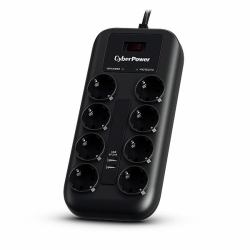 CyberPower PROFESSIONAL P0820SUF0-DE 8-fach Steckdosenleiste - Überspannungsschutz [1050J], Max. 6000V - 22500A, USB Ladegerät 2x [5V/2A], Versicherung 25.000 Euro, 1,8m Kabel, Schalter, schwarz 