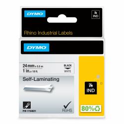 DYMO Rhino Industrie selbstlaminierende etiketten | 24 mm x 5,5 m | Schwarz auf Weiß | für Rhino Beschriftungsgerät 