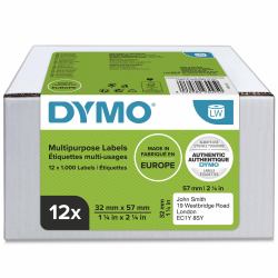 DYMO Original LabelWriter Mehrzwecketiketten | 32 mm x 57 mm | 12 Rollen mit je 1.000 leicht ablösbaren Etiketten [12.000 Etiketten] | selbstklebende Etiketten| für LabelWriter-Beschriftungsgerät 