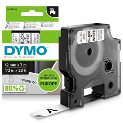 DYMO Original D1-Etikettenband | schwarz auf weiß | 12 mm x 7 m | selbstklebendes Schriftband| für LabelManager-Beschriftungsgerät 