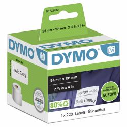 DYMO Orignal LabelWriter Versandetiketten/-Namensschilder [Groß] | 54 mm x 101 mm | Rolle mit 220 leicht ablösbaren Etiketten | selbstklebend | für LabelWriter Etikettendrucker & Beschriftungsgerät 