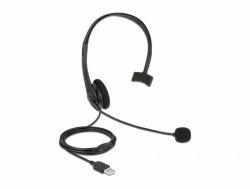 DeLOCK USB Mono Headset mit Lautstärkeregler für PC und Notebook - Ultra-Leicht 