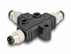 DeLOCK M8 T-Splitter A-kodiert 4 Pin 1 x Stecker zu 2 x Stecker Parallelschaltung 