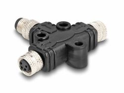DeLOCK M8 T-Splitter A-kodiert 4 Pin 1 x Stecker zu 2 x Buchse Parallelschaltung 