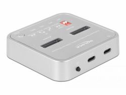 DeLOCK Dockingstation für 1 x M.2 NVMe SSD + 1 x M.2 SATA SSD mit SD Express [SD 7.1] Card Reader und Klon Funktion 