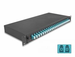 DeLOCK 19″ LWL Spleißbox 24 x LC Duplex OM3 1HE komplett bestückt 