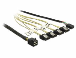DeLOCK 1m, Mini SAS HD SFF-8643/4xSATA 7p Schwarz, Silber, Gelb 