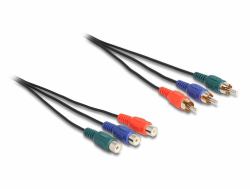 DeLOCK Cinch RGB Verlängerungskabel 3 x Stecker zu 3 x Buchse 3 m 