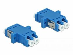 DeLOCK LWL Kupplung LC Duplex Buchse zu LC Duplex Buchse Singlemode 2 Stück blau 