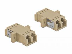 DeLOCK LWL Kupplung LC Duplex Buchse zu LC Duplex Buchse Multimode 2 Stück beige 