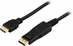 Deltaco DP-3020 Videokabel-Adapter 2 m DisplayPort HDMI Schwarz 