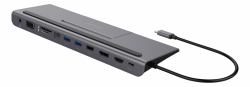 Deltaco USBC-DOCK2 laptop-dockingstation & portreplikator Kabelgebunden USB 3.2 Gen 1 [3.1 Gen 1] Type-C Grau 