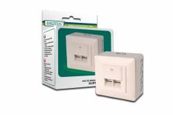 Digitus CAT 5e Modulare Anschlussdose, geschirmt 2x RJ45, 8P8C, LSA, Farbe Reinweiß, Aufputz 