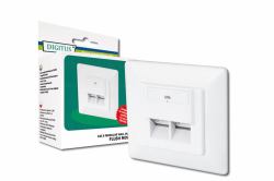 Digitus CAT 6 Anschlussdose, geschirmt 2x RJ45, 8P8C, LSA, Farbe Reinweiß, Unterputz 