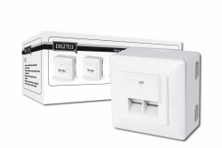 Digitus CAT 6 Anschlussdose, geschirmt 2x RJ45, 8P8C, LSA, Farbe Reinweiß, Aufputz, Set= 5 Stk. 