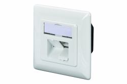 Digitus CAT 6A Klasse EA Anschlussdose, geschirmt 2x RJ45, LSA, reinweiß, Aufputz, vertikale Kabelinstallation 