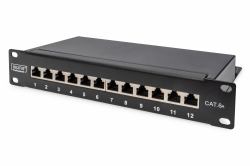 Digitus CAT 6A Patch Panel, geschirmt, 12-Port, 1HE, 10", schwarz 