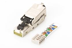 Digitus CAT 6A Feldstecker, STP mit Staubschutzkappe, Knickschutz 