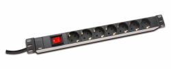 Digitus 1HE Aluminium Steckdosenleiste, Rack Mount Nennleistung: 16A, 4000W, 250VAC 50/60Hz, 7x Schutzkontakt, Schalter 