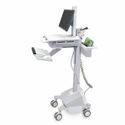 Ergotron StyleView EMR Cart with LCD Pivot, LiFe Powered, EU Aluminium, Grau, Weiß Flachbildschirm Multimedia-Wagen 