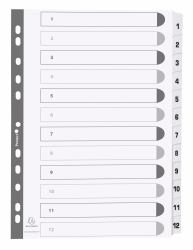Exacompta MWD1-12Z Tab-Register Numerischer Registerindex Karton Weiß 