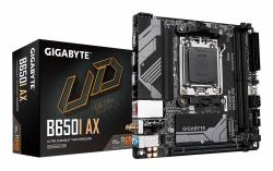 GIGABYTE B650I AX Mainboard - AMD Ryzen 9000er-Serie, 5+2+1 Phasen VRM, bis zu 6400 MHz DDR5 [OC], 1xPCIe 4.0 M.2, 2,5 GbE LAN, WIFI 6E, USB 3.2 Gen 2 