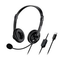 Genius Computer Technology Genius HS-230U Headset with Mic, USB-C Connection, Plug and Play, Adjustable Headband and microphone with In-line Volume Control, Black