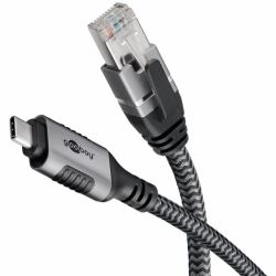 Goobay 70698 Kabeladapter USB C RJ-45 Schwarz, Silber 