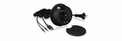ICY BOX IB-HUB1430, 4 Port USB 3.2 Gen 1 Type-A Tisch-Hub mit Audio Ein-/Ausgang und Schuko Steckdose [CEE 7/3], Ø 80 mm 